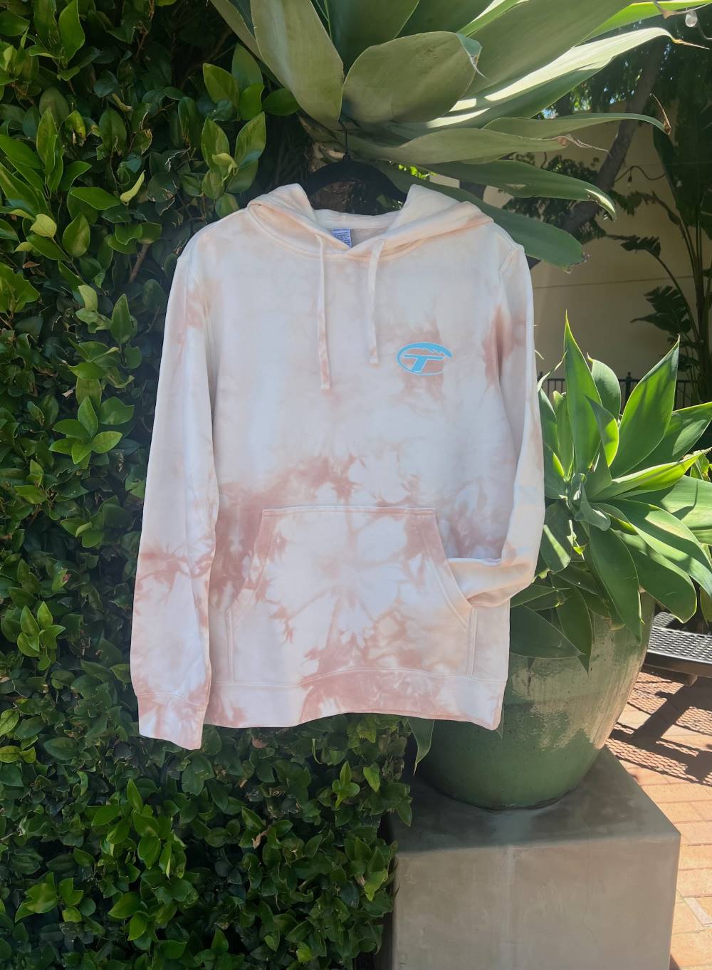Dusty Pink Tie Dye Pullover Hoodie