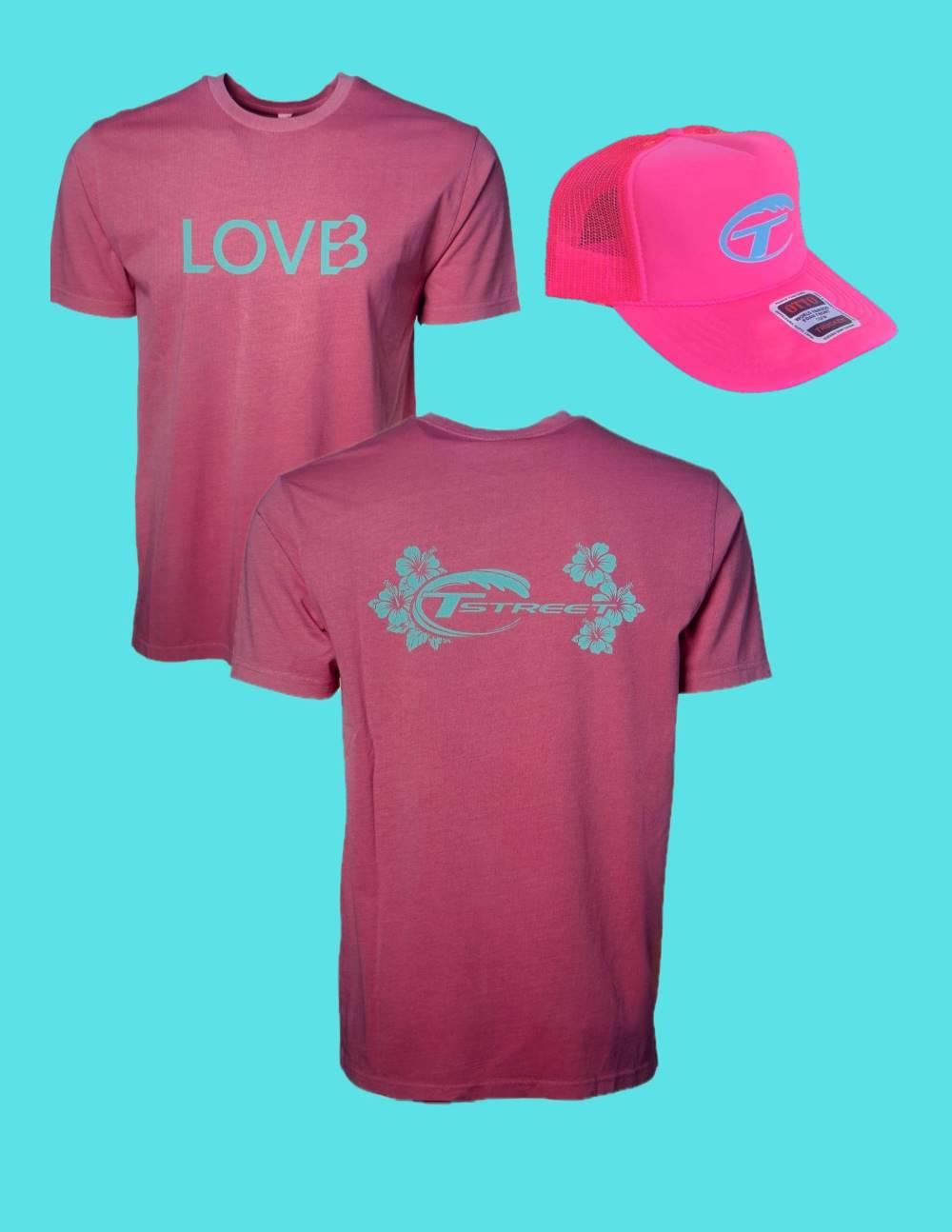 Pre-Order *Online Special* Combo Pack LOVB Hibiscus T-Shirt & Neon Pink Foam Trucker Hat